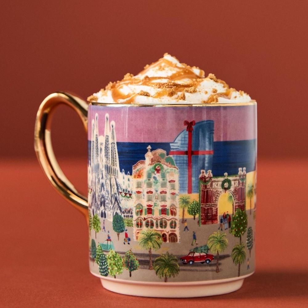 NWT 2023  Anthropologie Holiday  In The City Barcelona Christmas   Mug